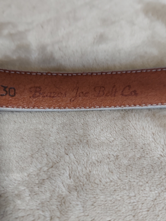 Vintage Brazos Joe White Leather Heart Buckle Belt Western Boho main image 8